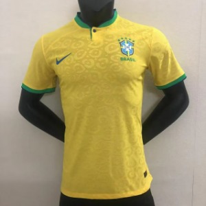 2022 브라질 어쎈틱 플레이어 버전 Home 유니폼 상의 마킹 포함 무료 배송