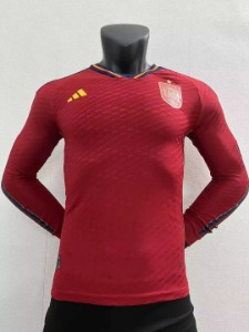 2022 스페인 국가대표 어쎈틱 플레이어 버전 Home 긴팔 유니폼 상의 마킹 포함 무료 배송