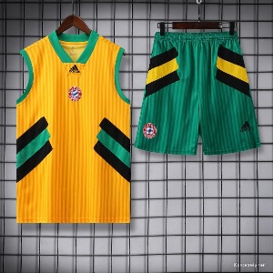 23 바이에르뮌헨 Yellow Remake Icon Vest Jersey+Shorts 무료 배송