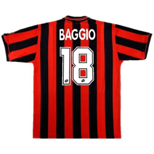 96-97 AC 밀란 BAGGIO #18 Retro Jersey Home 유니폼 상의 마킹 포함 무료 배송