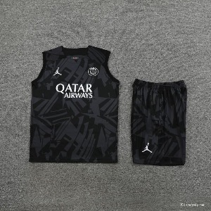 23 PSG 파리생제르망 Black Pattern Vest Jersey+Shorts 상하의 세트 무료 배송