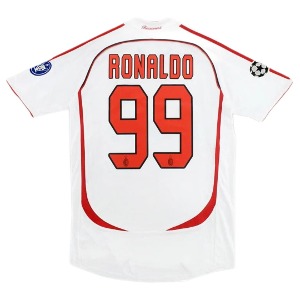 06-07 AC 밀란 Ronaldo #99 UCL Final Retro Jersey Away 유니폼 상의 마킹 포함 무료 배송