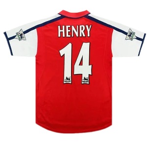 00-01 아스날 Arsenal Henry #14 Retro Jersey 유니폼 상의 마킹 포함 무료 배송