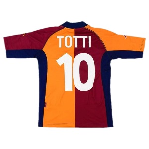 01-02 AS 로마 Totti #10 Retro Jersey 유니폼 상의 마킹 포함 무료 배송