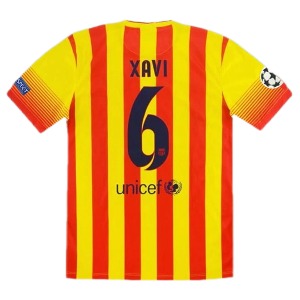 13-14 바르셀로나 XAVI #6 Retro Jersey Away 유니폼 상의 마킹 포함 무료 배송