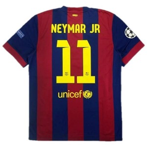14-15 바르셀로나 Neymar Jr #11 Retro Jersey Home 유니폼 상의 마킹 포함 무료 배송
