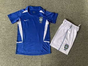 2002 브라질 Away 유아동 유니폼 상하의 세트 마킹 포함 무료 배송