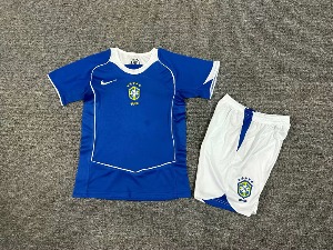 2004 브라질 Away 유아동 유니폼 상하의 세트 마킹 포함 무료 배송